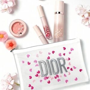 DIOR PINK AND WHITE COSMETIC POUCH